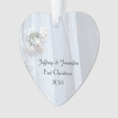  kant bruiloft hart Ornament, gepersonaliseerd Ornament (voorkant)