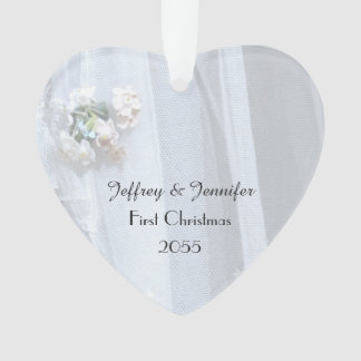 kant bruiloft hart Ornament, gepersonaliseerd Ornament