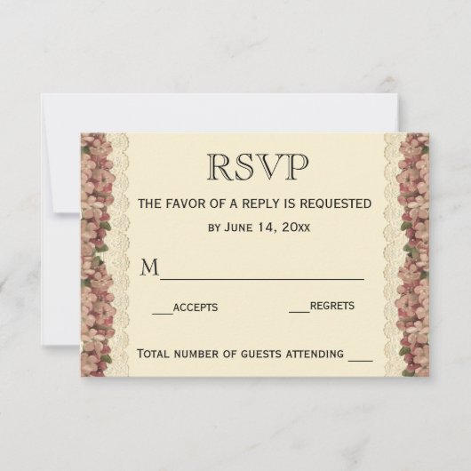  kant bruiloft kersenbloesems RSVP kaartje (Voorkant)