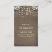Kant Burlap en Goud Confetti Rustiek Land Visitekaartje (Achterkant)