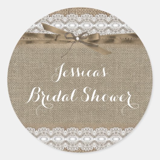 Kant & Burlap Vrijgezellenfeest Sticker (Voorkant)