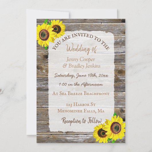 Kant, cowboylaarzen en zonnebloemen bruiloft kaart (Voorkant)