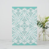Kant doily blauwgroen en wit ouderwets briefpapier (Staand voorkant)