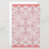 Kant doily roze wit ouderwets briefpapier (Voorkant / Achterkant)