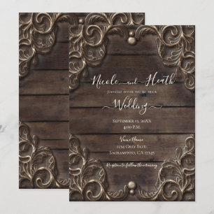 Kant & Donker Hout Landelijke Vintage Westerse Bru Kaart