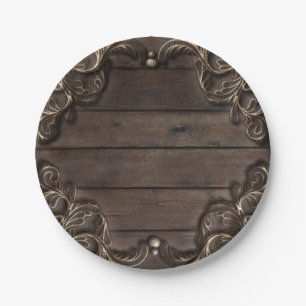Kant & Donker Hout Landelijke Vintage Westerse Tro Papieren Bordje