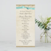 kant en Aqua Bow Wedding Programma (Staand voorkant)