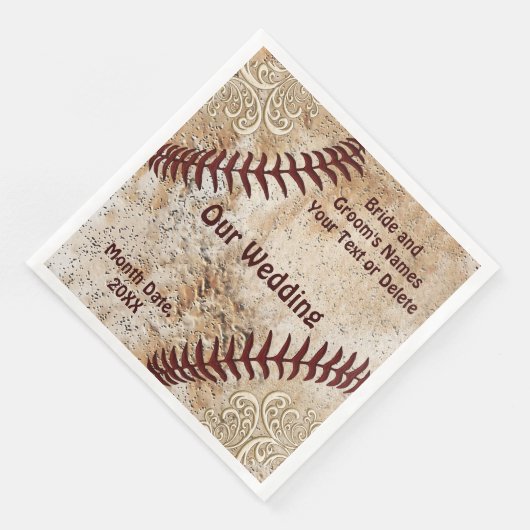 Kant en  Baseball Thema Wedding Napkins Servetten (Hoek)