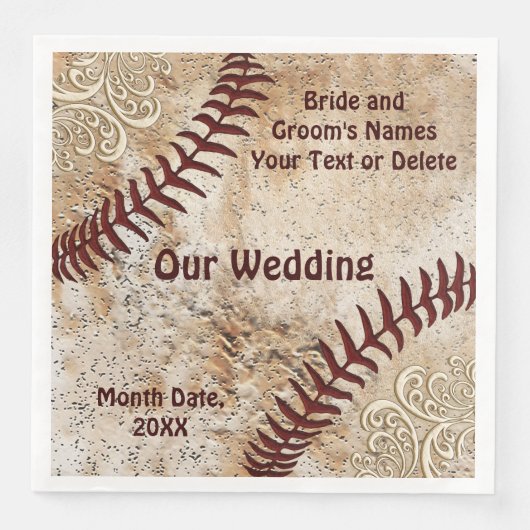 Kant en  Baseball Thema Wedding Napkins Servetten (Voorkant)