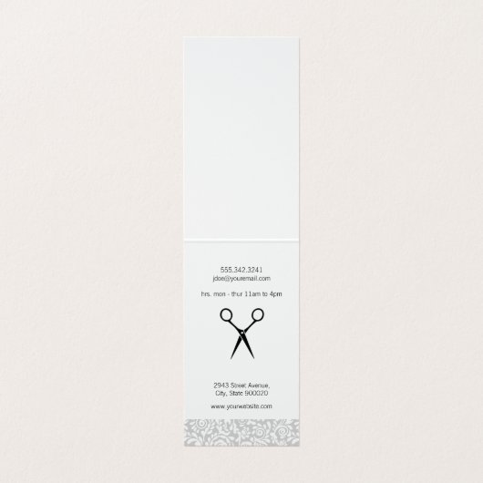 Kant- en bloemenkapsalon visitekaartjes (Binnenkant ongevouwen)