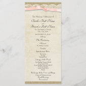  Kant en Blush Bow Trouwprogramma Programma (Voorkant)