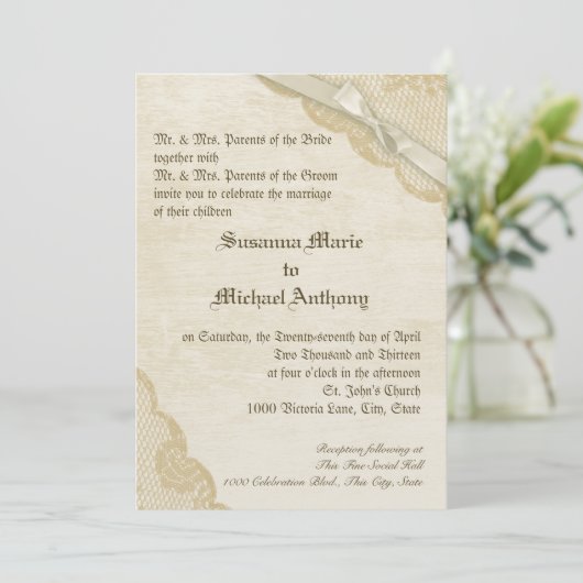  Kant en boog bruiloft Kaart (Staand voorkant)