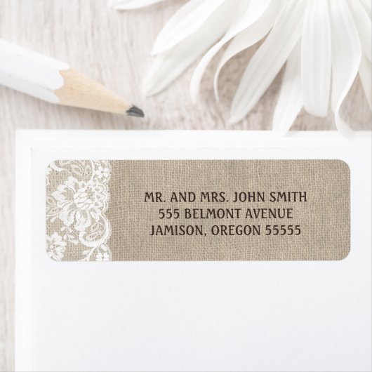Kant en Burlap Adresetiketten Etiket (Insitu)