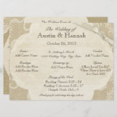  Kant en Burlap Huwelijksprogramma Kaart (Voorkant / Achterkant)