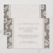 Kant en burlap land bruiloft accommodatie informatiekaartje (Voorkant / Achterkant)