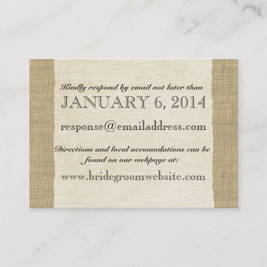 Kant en Burlap Look Insert kaart (Voorkant)