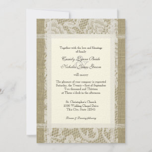  Kant en Burlap op viltpapier 7x5 bruiloft Kaart