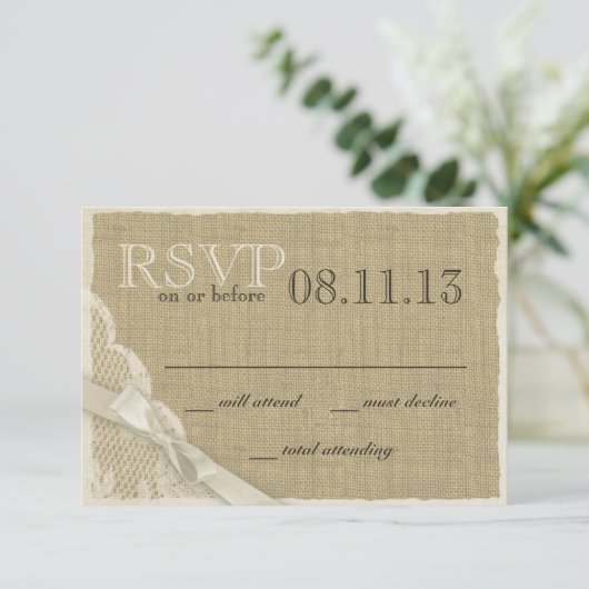 kant en Burlap Response Kaart (Staand voorkant)