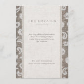 Kant en burlap rustiek land bruiloft detail kaart (Voorkant)