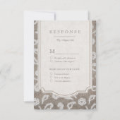 Kant en burlap rustiek land bruiloft RSVP (Voorkant)