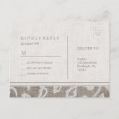 Kant en burlap rustiek land bruiloft RSVP Uitnodiging Briefkaart (Achterkant)