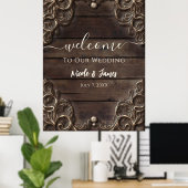 Kant en donker hout robuuste vintage westerse trou poster (Thuiskantoor)