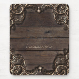 Kant en donker hout rustieke vintage westerse glam muismat