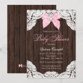 Kant en hout Baby shower Kaart (Voorkant / Achterkant)