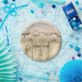  kant en hout rustieke bruiloft partij Borden Papieren Bordje (Feest)