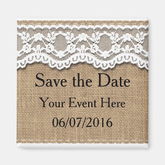  kant en jute bewaar de datummagneet magneet (Voorkant)