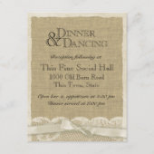 Kant en jute ontvangstkaart uit de oude doos informatiekaartje (Voorkant)