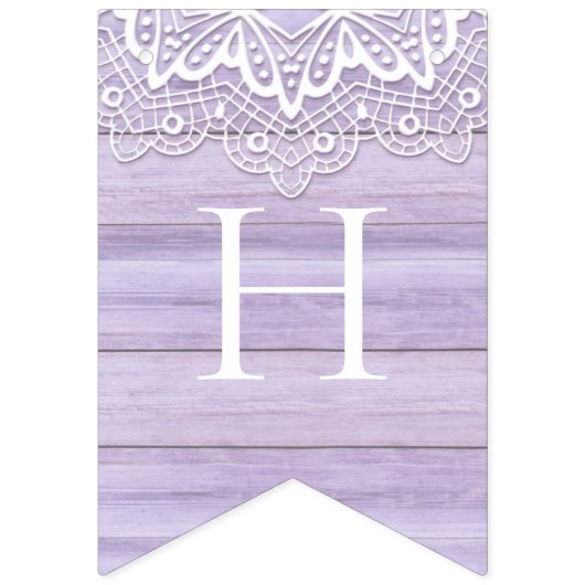 kant en Lila rustieke houtviering Vlaggetjes (Tweede vlag)