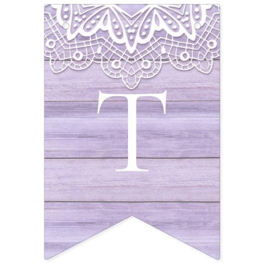 kant en Lila rustieke houtviering Vlaggetjes (Eerste vlag)