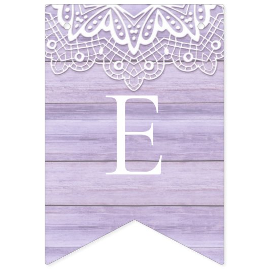 kant en Lila rustieke houtviering Vlaggetjes (Derde vlag)