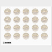 Kant en String Lights Rustieke bruiloft Ronde Sticker (Vel)