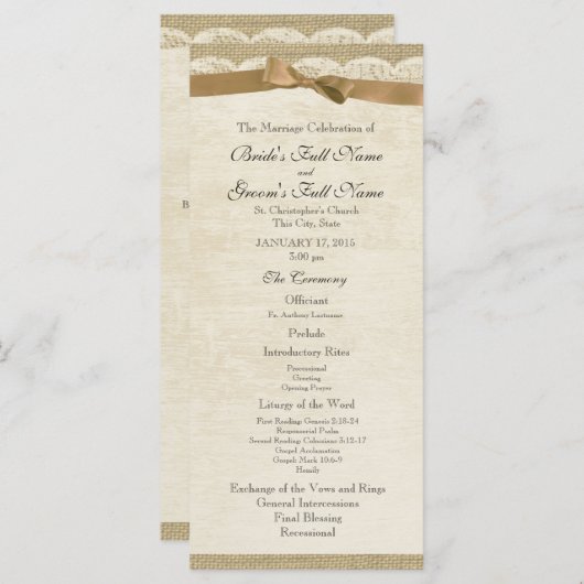  kant en tan boog huwelijksprogramma programma (Voorkant / Achterkant)