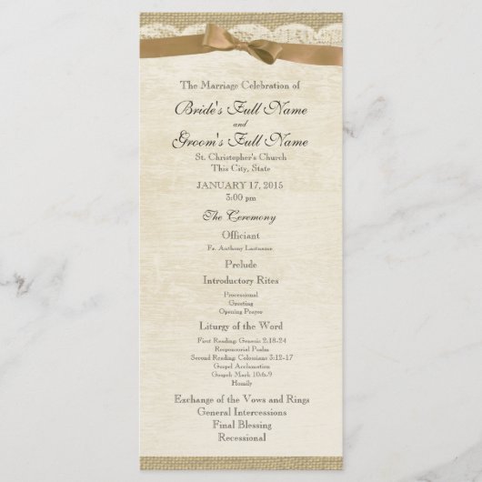  kant en tan boog huwelijksprogramma programma (Voorkant)