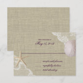 Kant en Zand Dollar Beach Reactie RSVP Kaartje (Voorkant / Achterkant)