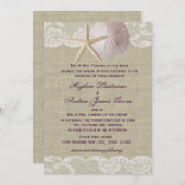 Kant en Zand Dollar Strand bruiloft Kaart (Voorkant / Achterkant)