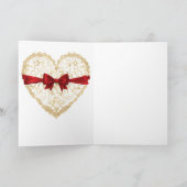 Kant hart rood lint Valentijnsdag hart Kaart (Binnen)