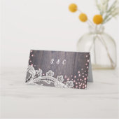 Kant hout blush glitter rustieke bruiloft plaats k (Achterkant)