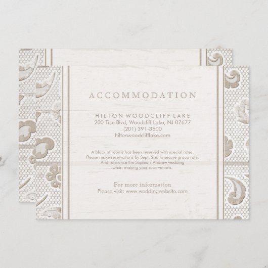 Kant hout rustiek land bruiloft accommodatie informatiekaartje (Voorkant / Achterkant)