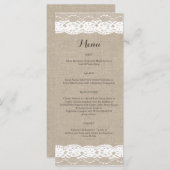 Kant in het wit op Burlap Menu (Voorkant / Achterkant)