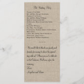 Kant in het zwart op Burlap Wedding Program Programma (Achterkant)