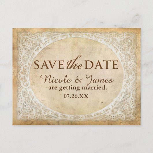 kant Lijst rustiek Save the Date Briefkaart (Voorkant)