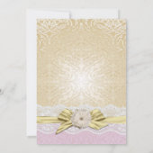 Kant lint goud/lavendel damast trouw uitnodiging (Achterkant)