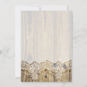 Kant lint & hout bruiloft repetitie diner kaart (Achterkant)