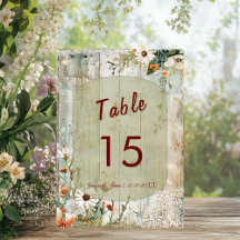 kant & madeliefjes rustieke tafel nummer Kaart