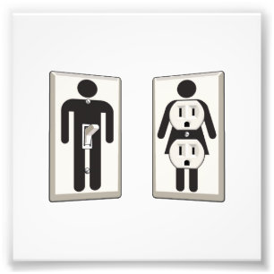 Kant man- en Vrouw-switch en socket in Foto Afdruk