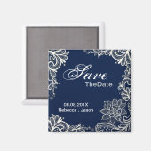 kant marine blauw bruiloft bewaar de datum magneet (Voorkant / Achterkant)